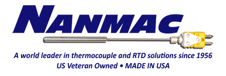 Nanmac logo, A world leader in thermocouple and RTD solutions since 1956, US Vet Owned, MADE IN USA